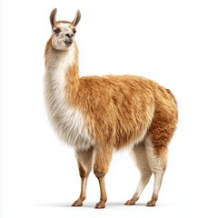 Naklejka premium Llama standing, isolated on white background cut out png