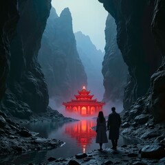 Characters and Ancient Buildings by the Canyon