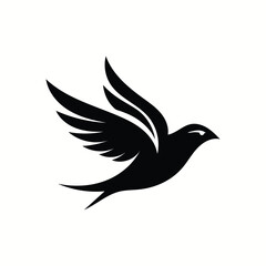 Obraz premium Black Bird in Flight Silhouette Logo
