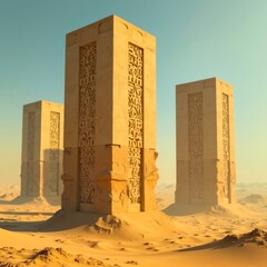 Art exhibition of desert stone pillars