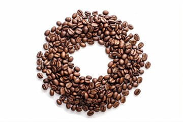 Fresh Coffee Beans Circle on White Background Roasted Aroma Morning Brew on transparent background