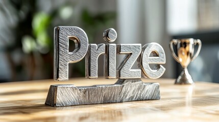 word "Prize" in Gold Leaf style, written in shining golden letters with reflective effect.