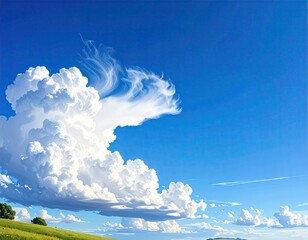 Fototapeta premium Dramatic White Cumulus Clouds Against Vivid Blue Sky