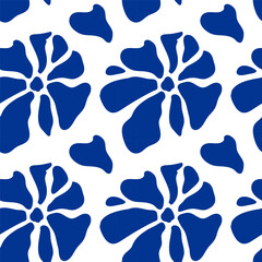 Seamless flower pattern. Botanical doodle backgrounds. Abstract flowers in folk style. Botanical design. Hygge naive illustrations kit. Repeated template for textile, wrapping paper, wallpaper, scrap.