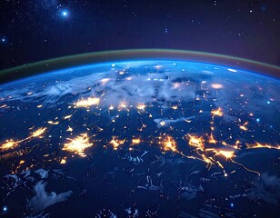 Earth at Night From Space Showing City Lights