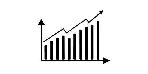 Profit growing icon. Isolated vector icon. Financial success and profit growth symbol. Business development and progress chart. Market trend and data analysis vector illustration.