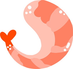 주황색 칵테일 새우 일러스트 그래픽요소