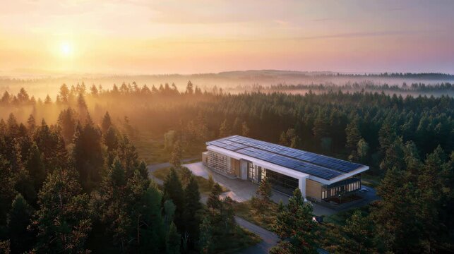 data center facility with solar panels