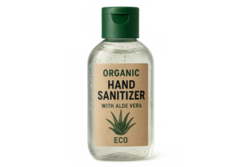 Hand sanitizer gel bottle for personal hygiene with aloe vera