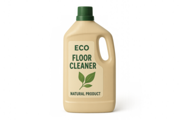 Eco floor cleaner product bottle on transparent background