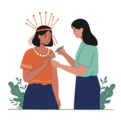 Doctor Administering Vaccine to Native Woman