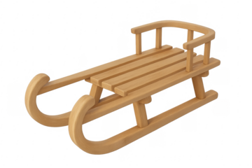 Wooden sled with backrest for winter fun activities