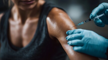 Obraz premium Close up of a vaccine injection being administered to a person s arm