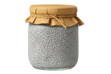 Chia seeds pudding jar with paper lid