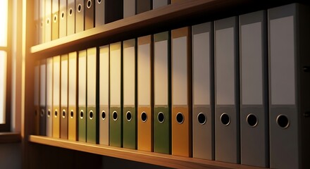 Organized Filing Cabinets on Shelves.