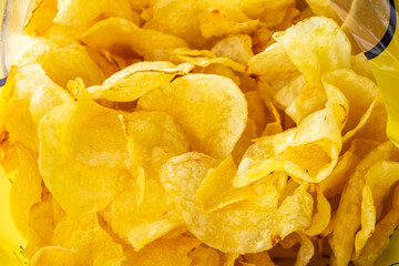 A Close up of a Bowl of Potato Chips The Concept of a Snack Food