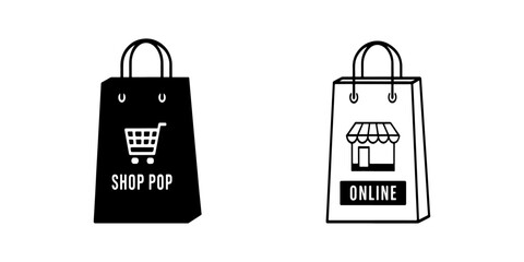 Vector Shopping bag icon. Paper bag icon.