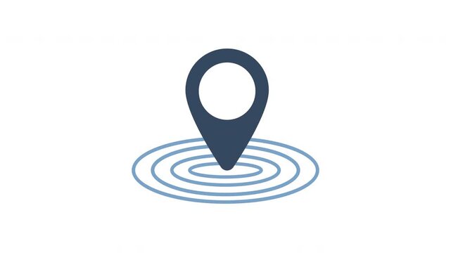 Location tracker pin pointer with radio waves target place fix place location pointer position
