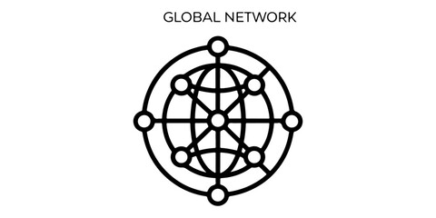 Vector Global icon. Simple black and white globe icon representing global connectivity and the internet.