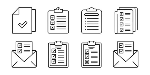 Paper documents line icons set. Paper icons, File icons. Line symbol and document icons. Document icon vector isolated on white background.