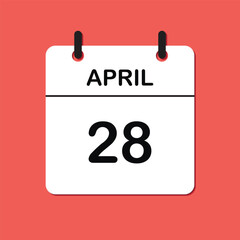 April 28. Daily Calendar icon for design. Simple design for business brochure, flyer, print media, advertisement. Easily editable.