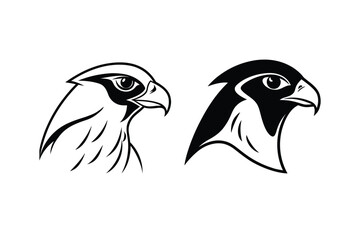 Obraz premium Two striking black and white bird head illustrations in profile views