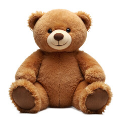 Fototapeta premium Cute Brown Teddy Bear Sitting Facing Front Soft Plush Toy with Transparent Background