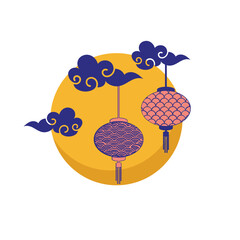 Chinese Lantern on the Moon - Illustration for Chuseok / Mid Autumn Festival. svg icon