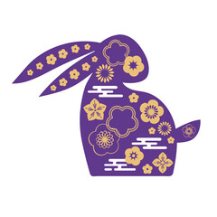 Bunny with traditional decorative pattern for Mid Autumn Festival