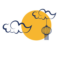 Chinese Lantern on the Moon - Illustration for Chuseok / Mid Autumn Festival. svg icon