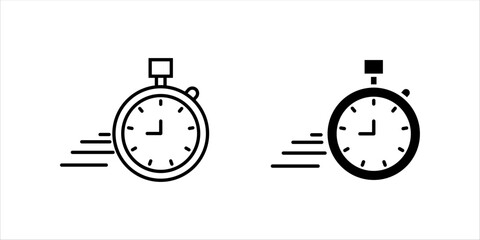 Fast response time clock vector symbol. quick, rush or faster work service icon set . rapid delivery symbol.