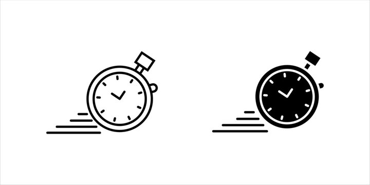 Fast response time clock vector symbol. quick, rush or faster work service icon set . rapid delivery symbol.