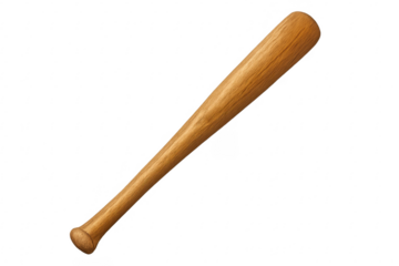Wooden baseball bat isolated on transparent background, sports equipment