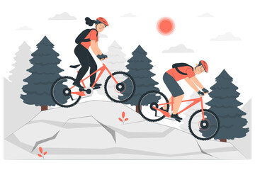 Obraz premium mountain bike Semi Flat Illustrations 