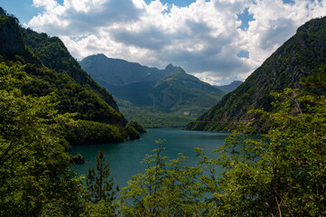 Landscape at reservoir Lake Piva in Montenegro, Europe.