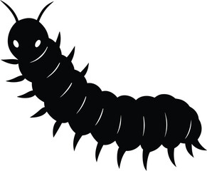Silhouette of a Spiked Caterpillar Crawling to the Right