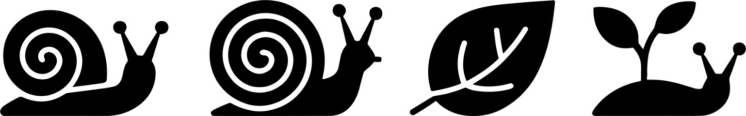 Cute Snail Vector Set Featuring Snails Leaves and Growth Elements