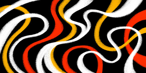 Hand drawn abstract fluid lines background. Textured colorful strings graphic element.
