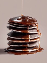 stack of pancakes with chocolate
