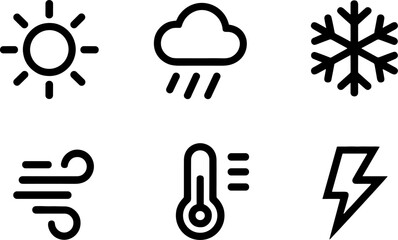 Weathers Sun Cloud Snow Wind Thermometer Lightning Vector Design