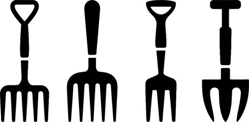 Gardening Tools Vector Graphic Set Featuring Various Hand Tools