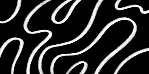 Black and white abstract fluid lines background. Hand drawn textured strings poster design. For advertisement, presentation, or cover graphic element.