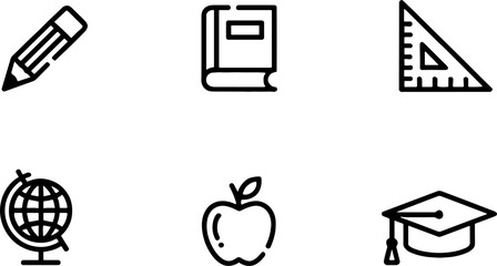 Educations Collection Pencil Book Globe Apple Ruler Graduation