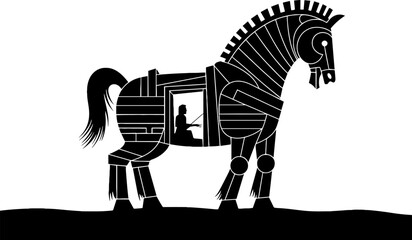 Trojan Horse Silhouette Design for Creative Projects and Tattoos
