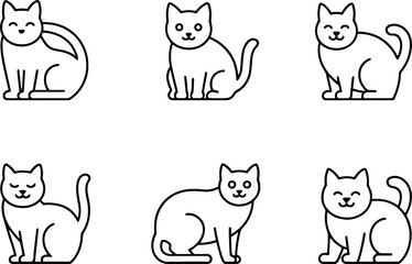 Fototapeta premium Cute Playful Cat Illustrations for Coloring and Design Projects