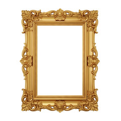 Vintage golden frame on transparent background isolated on transparent background