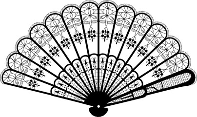 Elegant Floral Lace Fan Design for Coloring Pages and Crafting