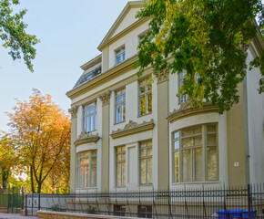 Closeup of listed building on 5 Lendvay street, Budapest, Hungary.
