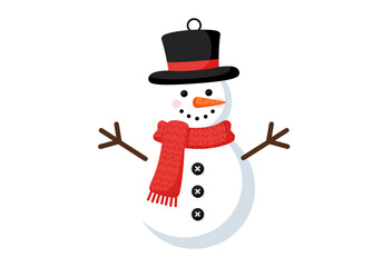 Festive Snowman Illustration with Hat and Scarf.