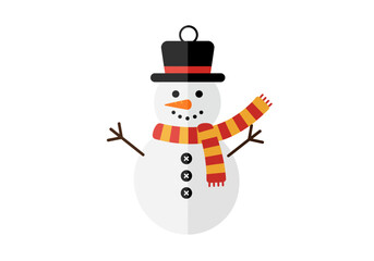 Festive Snowman Illustration with Scarf and Top Hat.